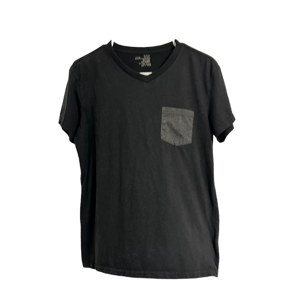 Men’s Black V-Neck Blue Crown T-shirt Size Large
